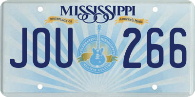 MS license plate JOU266