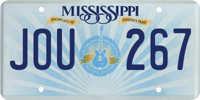 MS license plate JOU267