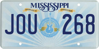 MS license plate JOU268