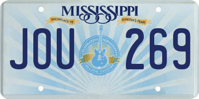 MS license plate JOU269