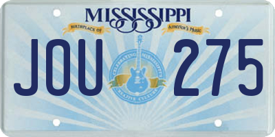 MS license plate JOU275