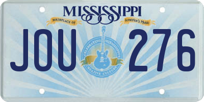 MS license plate JOU276