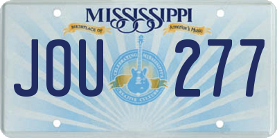 MS license plate JOU277