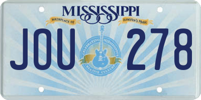 MS license plate JOU278