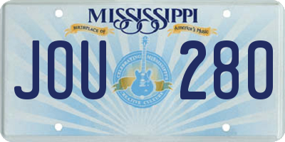 MS license plate JOU280