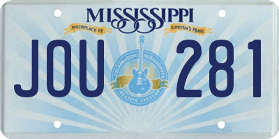 MS license plate JOU281