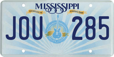 MS license plate JOU285