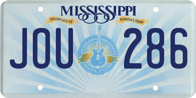 MS license plate JOU286
