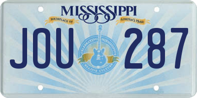 MS license plate JOU287
