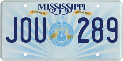 MS license plate JOU289