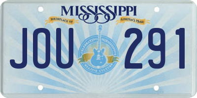 MS license plate JOU291