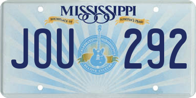 MS license plate JOU292