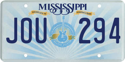 MS license plate JOU294