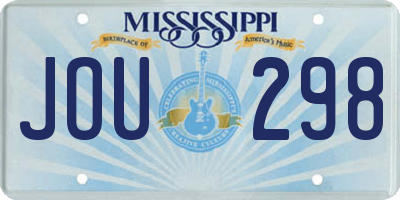 MS license plate JOU298