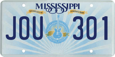 MS license plate JOU301