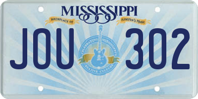 MS license plate JOU302