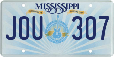 MS license plate JOU307