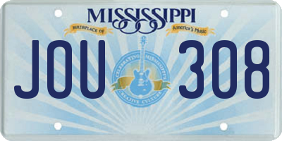 MS license plate JOU308