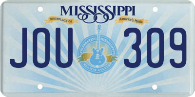 MS license plate JOU309