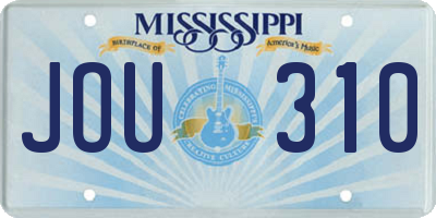 MS license plate JOU310