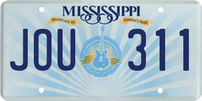 MS license plate JOU311