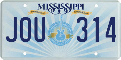 MS license plate JOU314