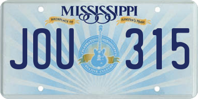 MS license plate JOU315