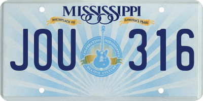 MS license plate JOU316