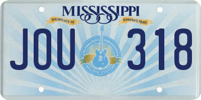 MS license plate JOU318