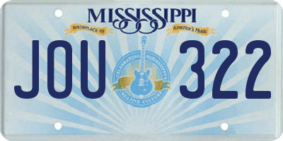 MS license plate JOU322