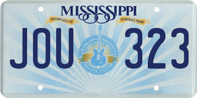 MS license plate JOU323