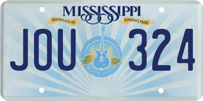 MS license plate JOU324