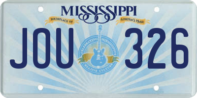 MS license plate JOU326
