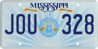 MS license plate JOU328