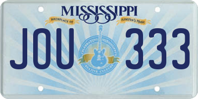 MS license plate JOU333