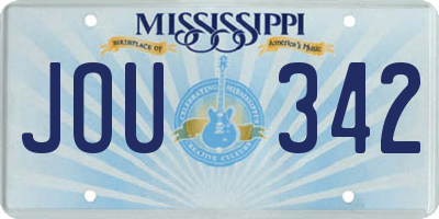 MS license plate JOU342