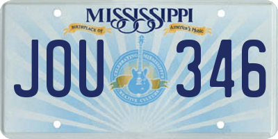 MS license plate JOU346