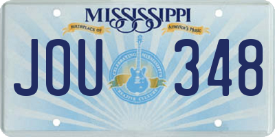 MS license plate JOU348