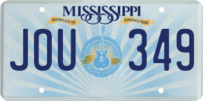 MS license plate JOU349