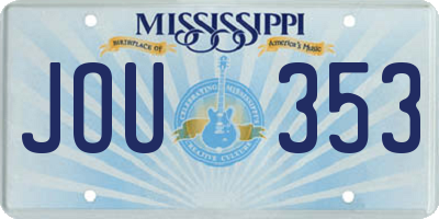 MS license plate JOU353