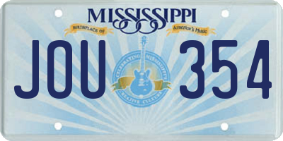 MS license plate JOU354