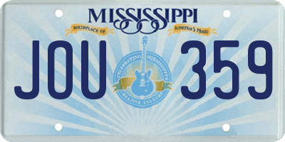 MS license plate JOU359
