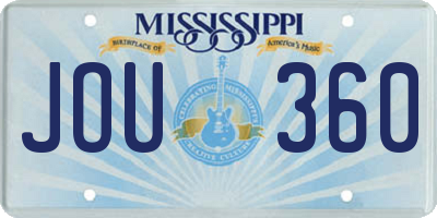 MS license plate JOU360