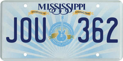MS license plate JOU362