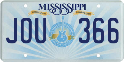 MS license plate JOU366