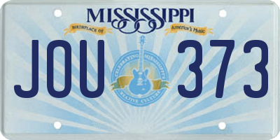 MS license plate JOU373