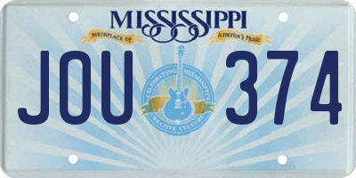 MS license plate JOU374