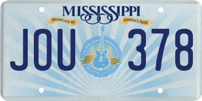 MS license plate JOU378