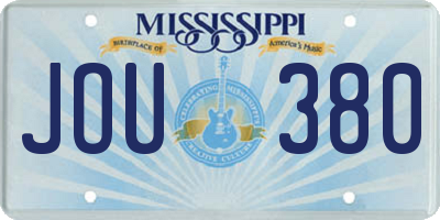 MS license plate JOU380
