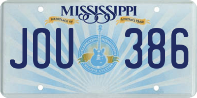 MS license plate JOU386